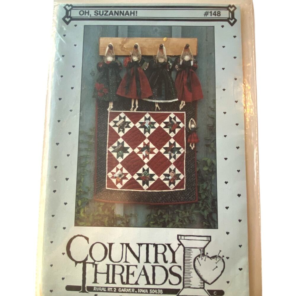 Vtg Country Threads 148 Pattern Oh Suzannah Uncut Wall Quilt Doll Angel